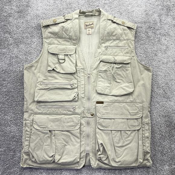 Vintage Woolrich Vest Mens Large Hunting Fishing Safari Straw Cotton Vented 584 - Picture 1 of 12
